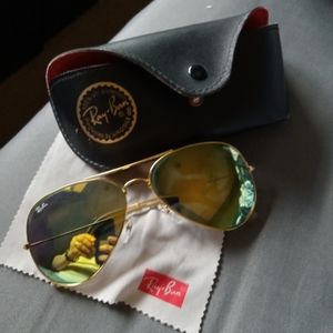 Ray Ban polarized sunglasses gold frame and yellow lens